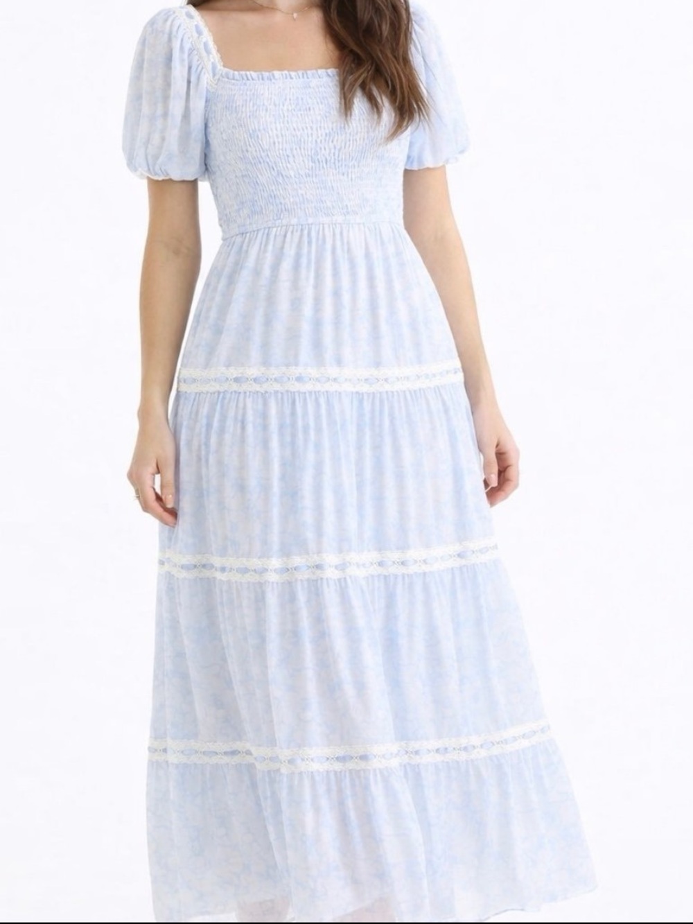 NEW FLAWED Altar’d State Blue and White Floral Maxi Dress Size 3XL NWT